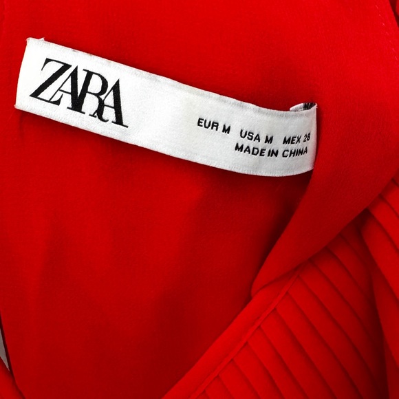 Zara Red Ruffled V-Neck Dress - Picture 5 of 6